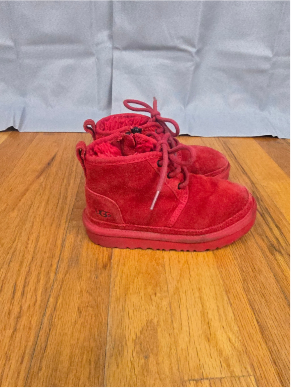 Girls UGG Red Suede Lace-Up Boots Size 12